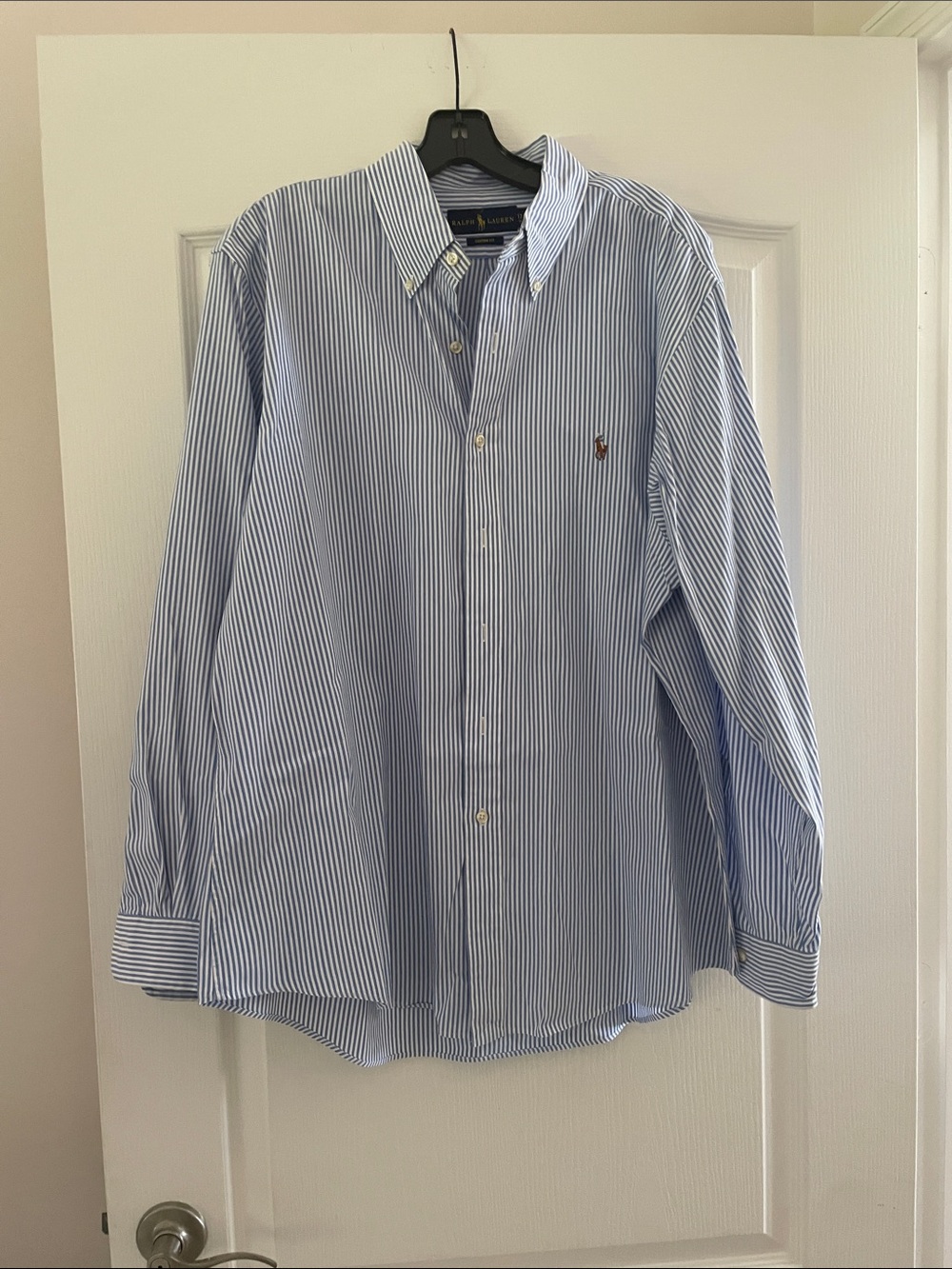 Ralph Lauren Blue and White Striped Oxford Dress Shirt
